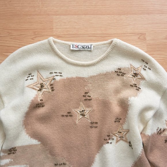 Vintage 80s Escada by Margaretha Ley Women's Wool Mohair Sweater, Size L - Picture 2 of 11